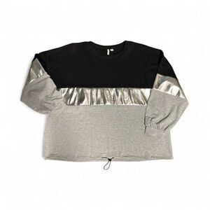 Black and Silver Relaxed Long Sleeve Sweatshirt